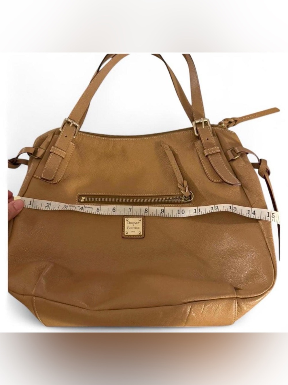 Dooney & Bourke Caramel Leather Shoulder Bag. Measurements in pics. - Picture 3 of 9